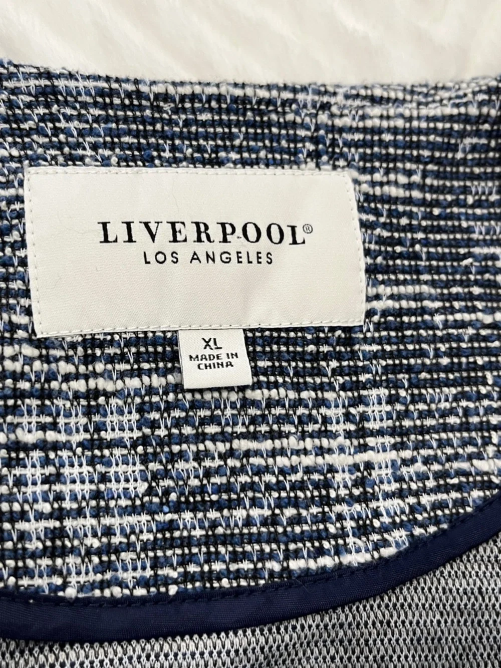 Liverpool Tweed Boucle Motorcycle‎ Blazer Jacket Navy white xl